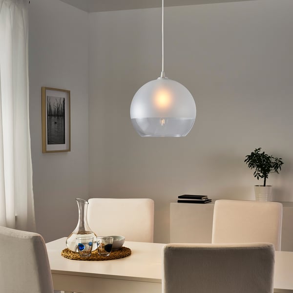 JAKOBSBYN Abat-jour suspension, verre givré, 30 cm