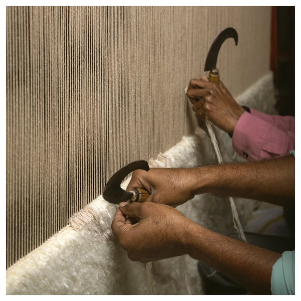 JULGRANSGRÄS Tapis, poils hauts, blanc/fait main, 240x300 cm