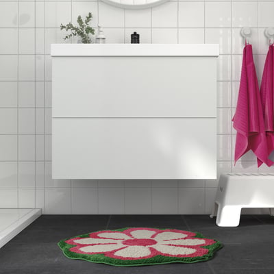 KÄRRKNIPPROT Tapis de bain, motif floral/multicolore rose vif, 65 cm