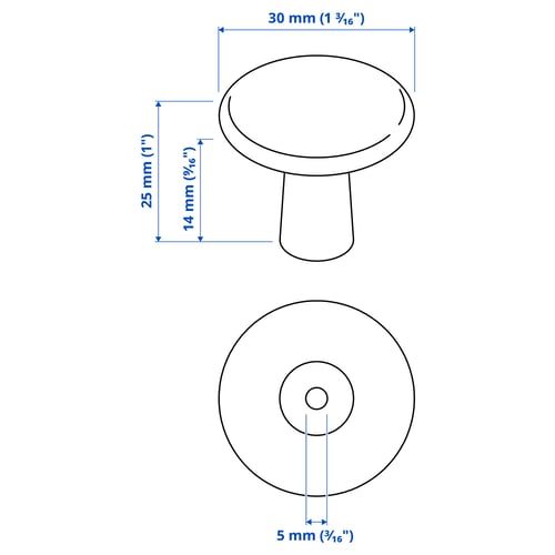 KALERUM Bouton, couleur acier inox, 30 mm