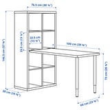 KALLAX / LINNMON Combinaison bureau, blanc/effet chêne blanchi, 77x139x147 cm