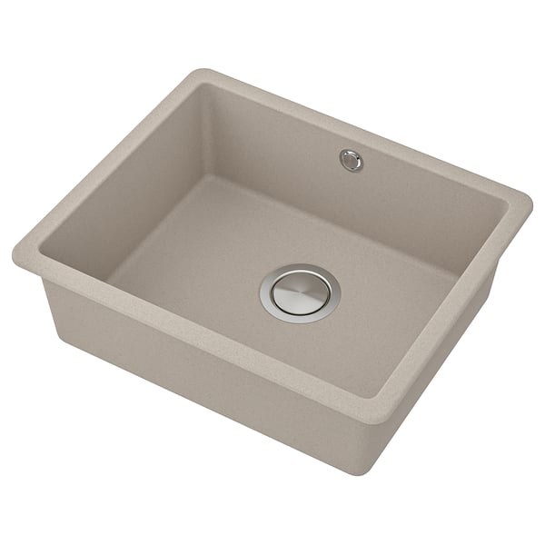 KILSVIKEN Évier intégré, 1 bac, gris/beige composite de quartz, 56x46 cm