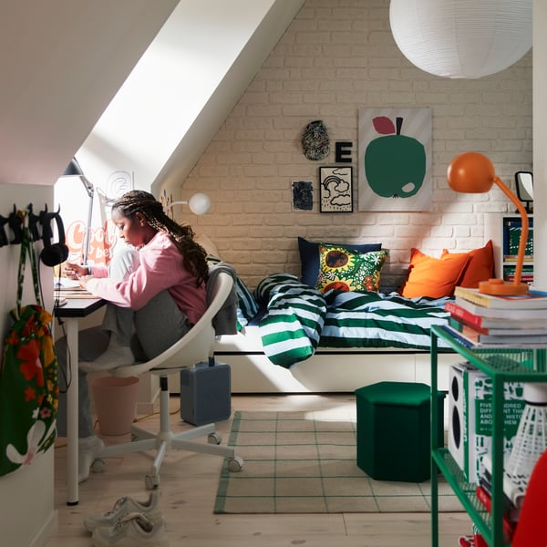 KJUGE Pouf avec rangement, Vissle vert profond
