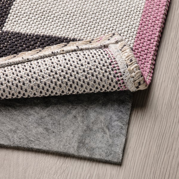 KLASSRUM Tapis tissé à plat, blanc/noir, 133x195 cm