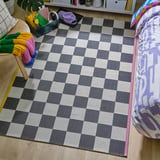 KLASSRUM Tapis tissé à plat, blanc/noir, 133x195 cm