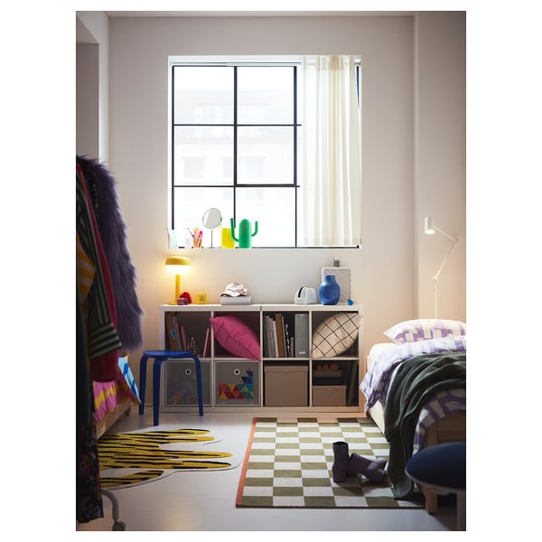 KLASSRUM Tapis tissé à plat, blanc/vert, 133x195 cm