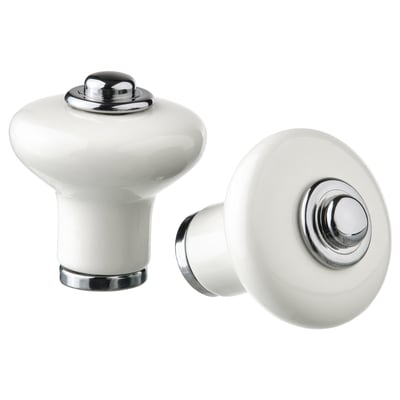 KLINGSTORP Bouton, blanc cassé/chromé, 23 mm