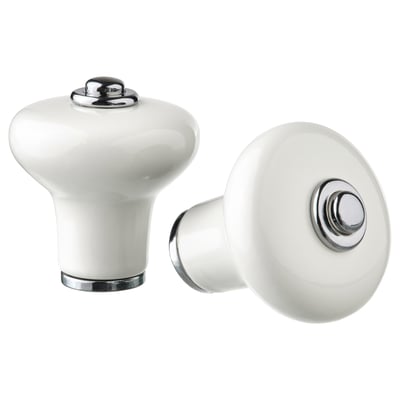 KLINGSTORP Bouton, blanc cassé/chromé, 30 mm