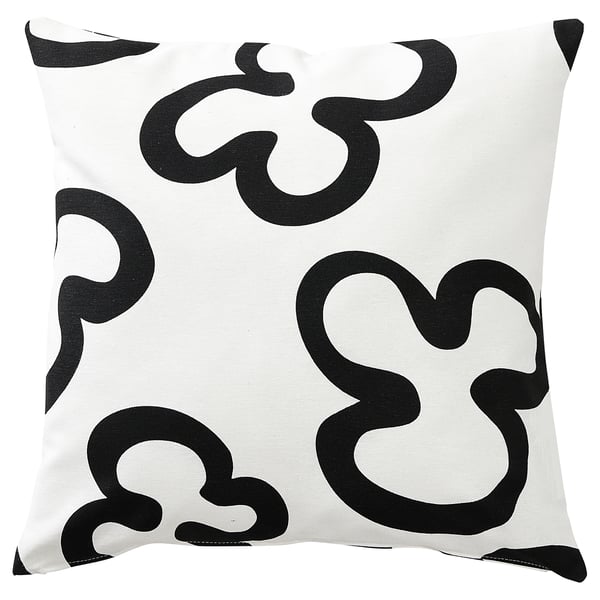 KLIPPBRÄCKA Housse de coussin, blanc/noir, 50x50 cm