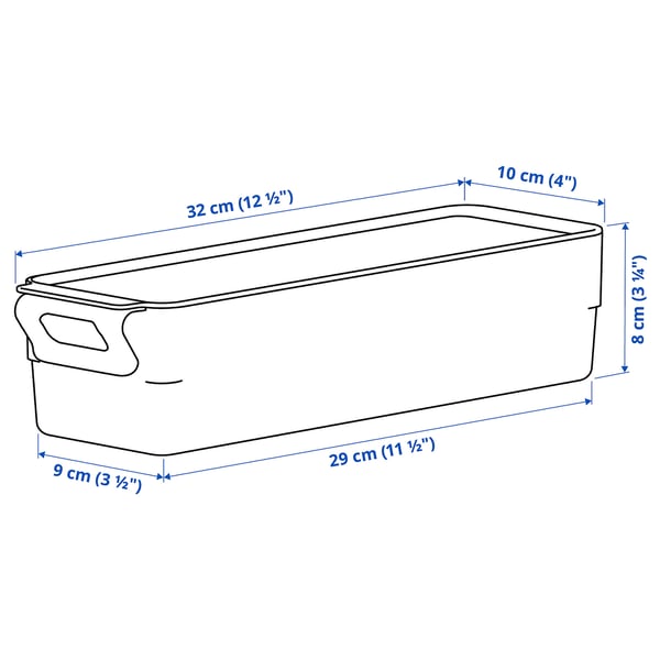 KLIPPKAKTUS Boîte conservation pr réfrigérateur, transparent, 32x10x8 cm