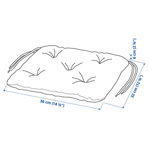KLÖSAN Coussin de chaise, extérieur, bleu, 36x32 cm