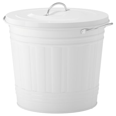 KNODD Poubelle avec couvercle, blanc, 16 l