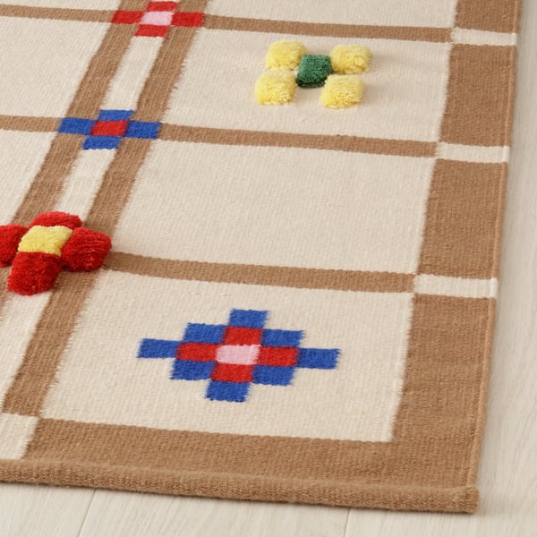 KNYLHAVREN Tapis tissé à plat, brun/fait main, 170x240 cm