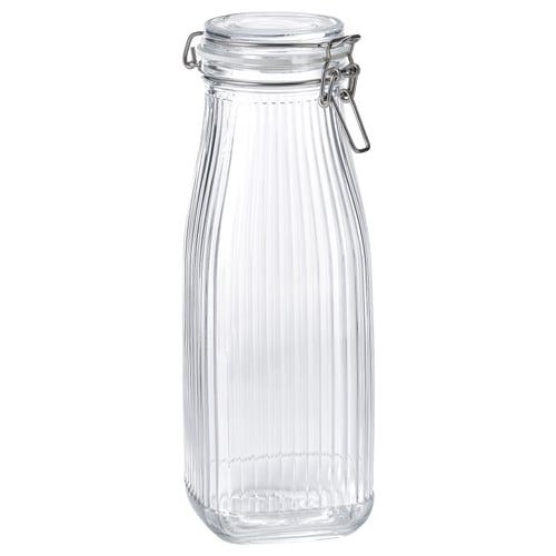 KÖSSEBÄR Bocal avec couvercle, verre transparent, 1 l