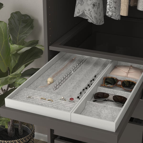 KOMPLEMENT Plateau coulissant av accessoire, gris foncé/gris clair, 50x58 cm