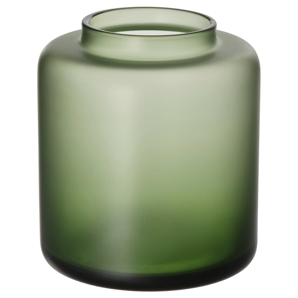 KONSTFULL Vase, verre givré/vert, 10 cm