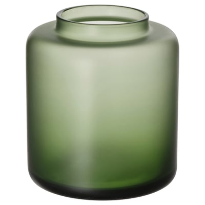 KONSTFULL Vase, verre givré/vert, 10 cm