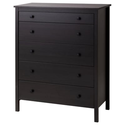 KOPPANG Commode 5 tiroirs, brun noir, 90x114 cm
