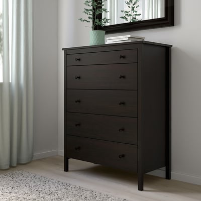 KOPPANG Commode 5 tiroirs, brun noir, 90x114 cm