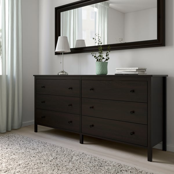 KOPPANG Commode 6 tiroirs, brun noir, 172x83 cm