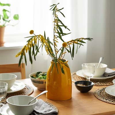 KOPPARBJÖRK Vase, jaune vif, 21 cm