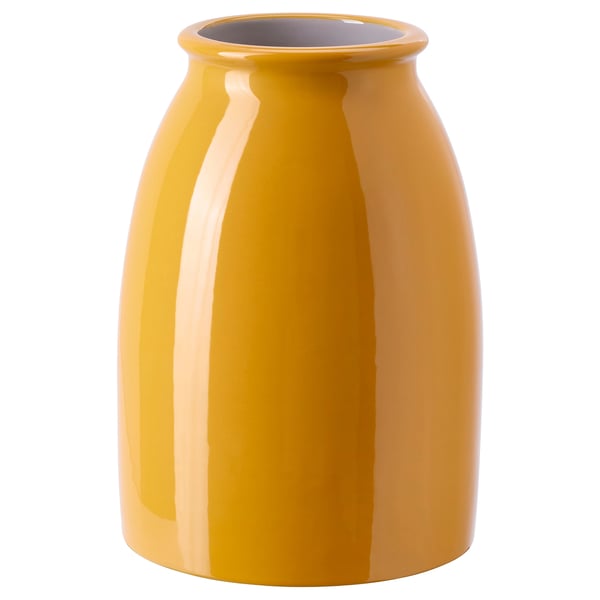 KOPPARBJÖRK Vase, jaune vif, 21 cm