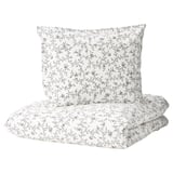 KOPPARRANKA Housse de couette et 1 taie, blanc/gris foncé, 150x200/50x60 cm