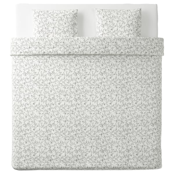 KOPPARRANKA Housse de couette et 2 taies, blanc/gris foncé, 240x220/50x60 cm