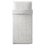 KOPPARRANKA Housse de couette et taie, blanc/gris foncé, 150x200/50x80 cm