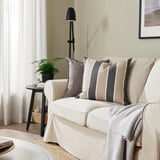 KORALLBUSKE Housse de coussin, anthracite beige/motif rayé, 50x50 cm