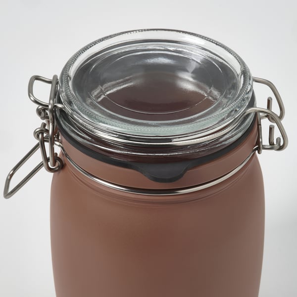 KORKEN Bocal avec couvercle, brun-rouge, 1 l