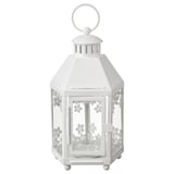 KRINGSYNT Lanterne bougies ch-plat, int/ext, blanc, 21 cm