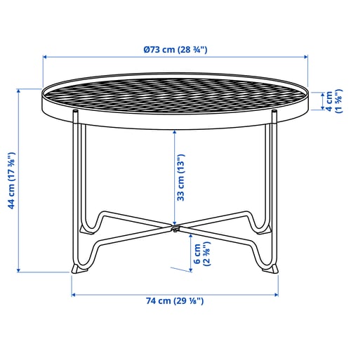 KROKHOLMEN Table basse, extérieur, beige, 73 cm