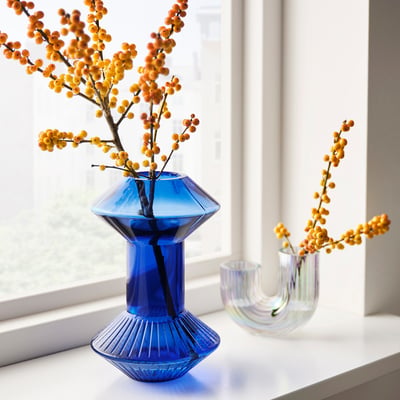 KRYPOXBÄR Vase, bleu, 24 cm