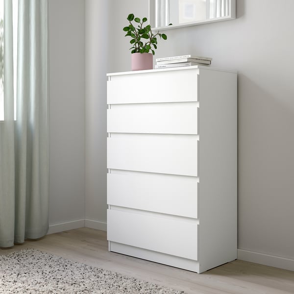 KULLEN Commode 5 tiroirs, blanc, 70x112 cm