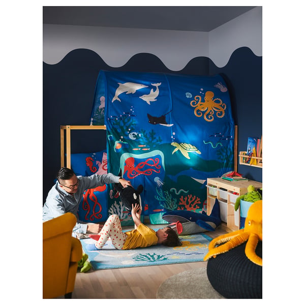 KURA Tente pour lit, motif animaux aquatiques