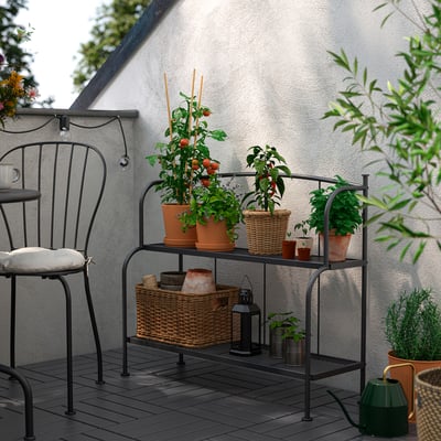 LÄCKÖ Étagère, gris extérieur/intérieur, 92x76 cm