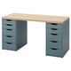 LAGKAPTEN / ALEX Bureau, effet chêne blanchi/gris turquoise, 140x60 cm