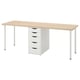 LAGKAPTEN / ALEX Bureau, plaqué chêne blanchi/blanc, 200x60 cm