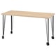 LAGKAPTEN / KRILLE Bureau, effet chêne blanchi noir, 140x60 cm