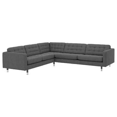 LANDSKRONA Canapé d'angle, 5 places, Gunnared gris foncé/métal