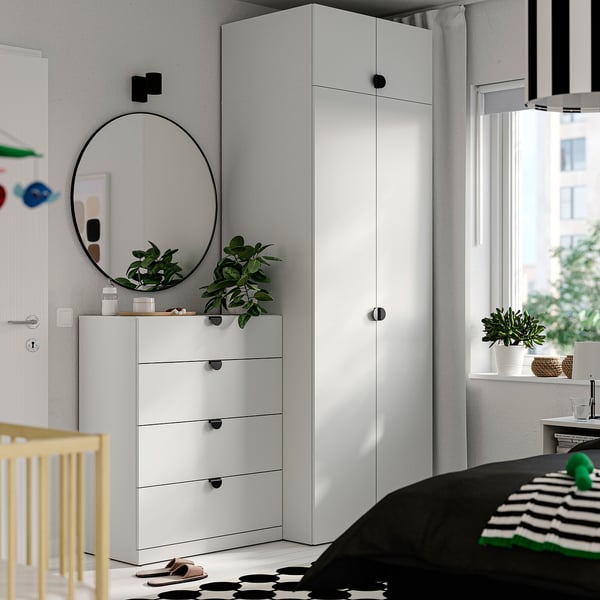 LASTARE Combinaison armoire, blanc/avec surmeuble, 160x62x236 cm