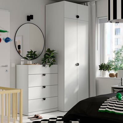 LASTARE Combinaison armoire, blanc/avec surmeuble, 160x62x236 cm