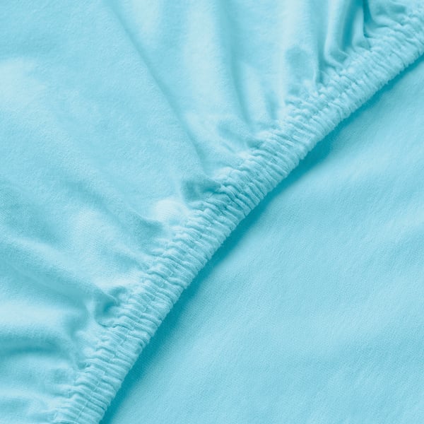 LEN Drap housse, bleu, 80x130 cm