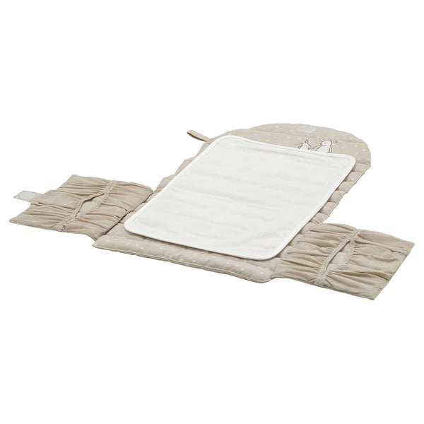 LEN Matelas à langer, beige/motif à pois pliable, 70x35 cm