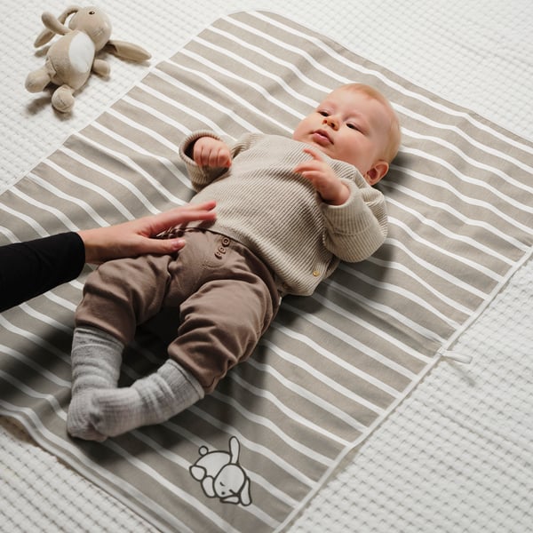 LEN Matelas à langer, blanc beige/motif rayé, 90x70 cm