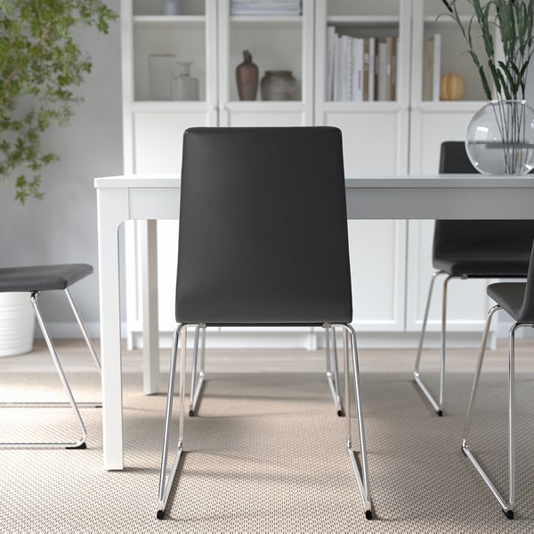 LILLÅNÄS Chaise, chromé/Glose noir