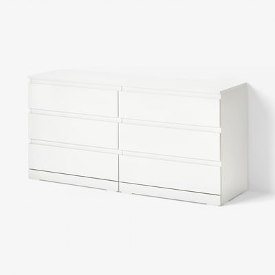 LILLBERGET Commode 6 tiroirs, blanc, 140x43x68 cm