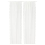 LILLYANA Voilage, 2 pièces, blanc fleur/avec ourlet pour tringle, 145x300 cm