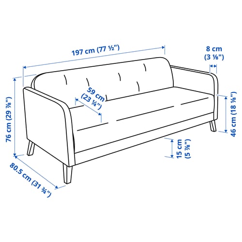 LINANÄS Canapé 3 places, Vissle gris foncé